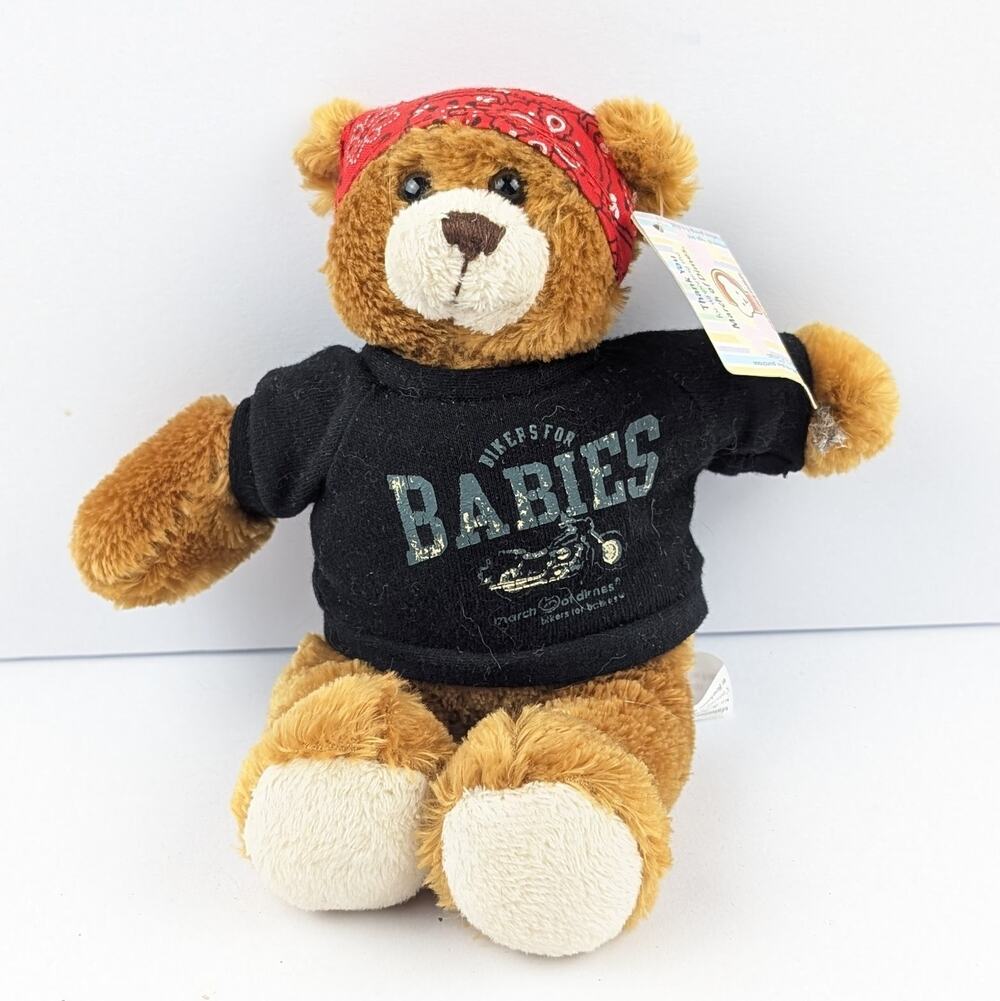 Bikers for Babies 8" Teddy Bear-March of Dimea Charity-2008 Plushland with Tag